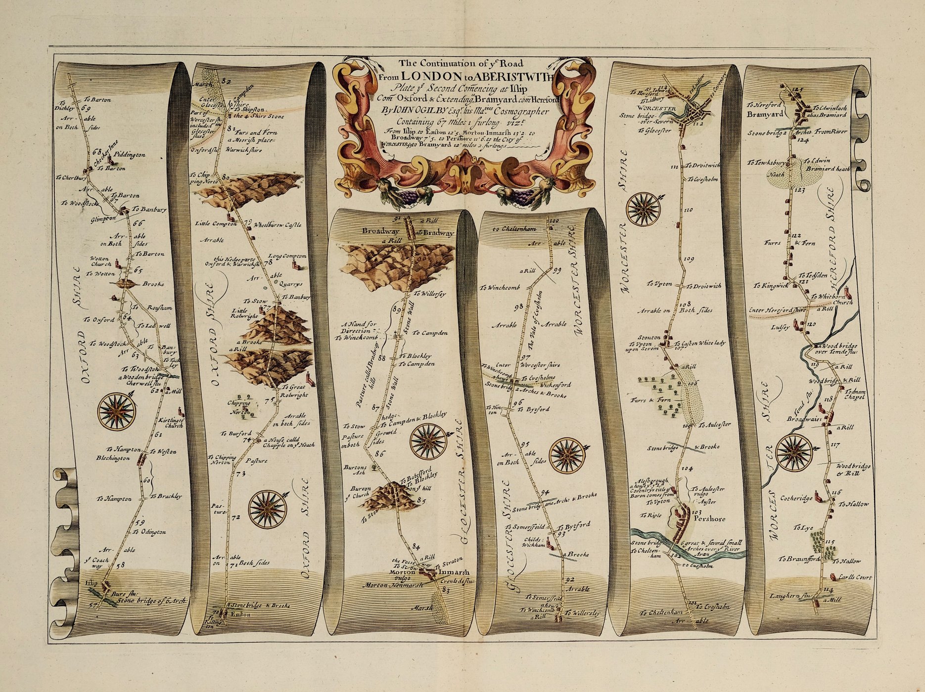 Antique Road Maps, Vintage Road Maps, Old Road Maps, John Ogliby