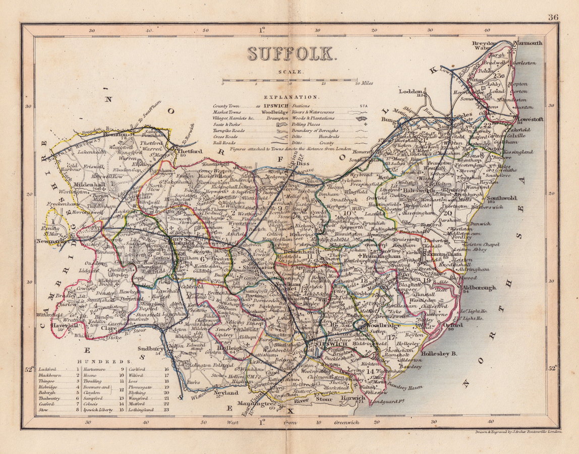 Suffolk Antique Maps Old Maps Of Suffolk Vintage Maps Of Suffolk Uk 