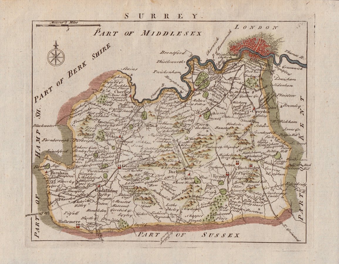 Surrey Antique Maps Old Maps Of Surrey Vintage Maps Of Surrey Uk 6232