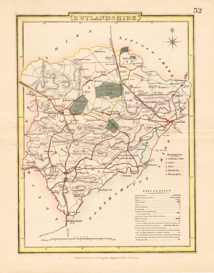 Rutland Antique Maps, Old Maps of Rutland, Vintage Maps of Rutland, UK