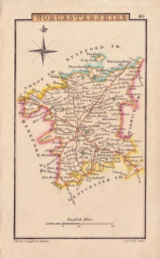 Worcestershire Antique Maps, Old Maps of Worcestershire, Vintage Maps ...