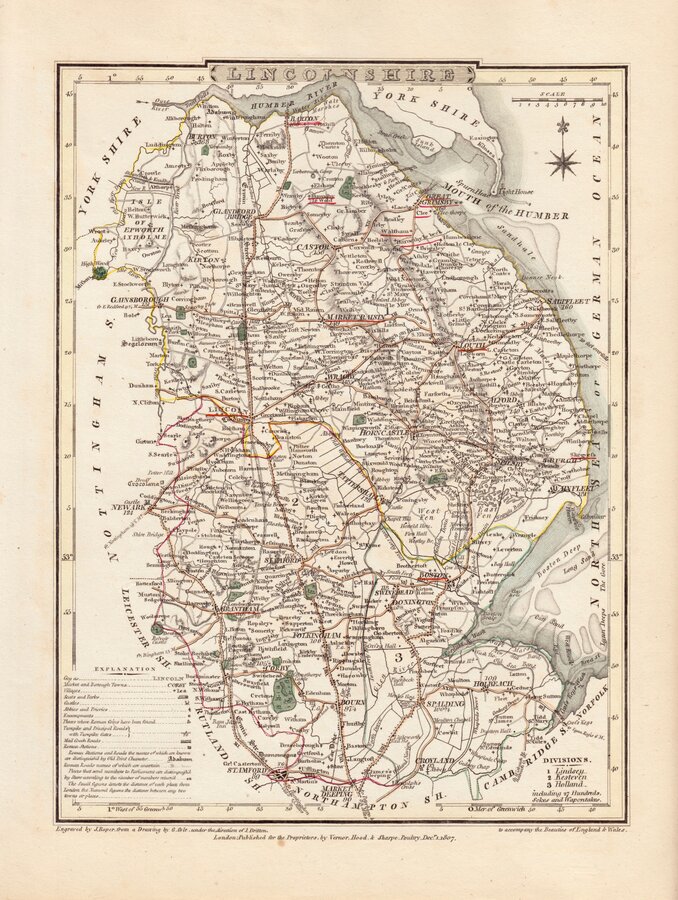 Lincolnshire Antique Maps, Old Maps of Lincolnshire, Vintage Maps of ...