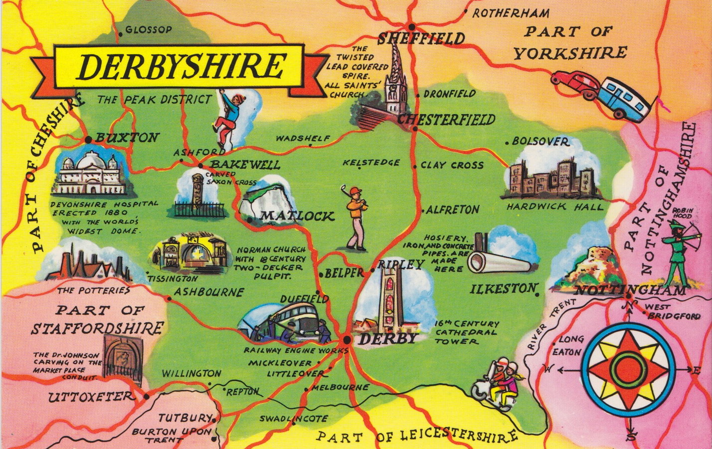 tourist map of derbyshire uk