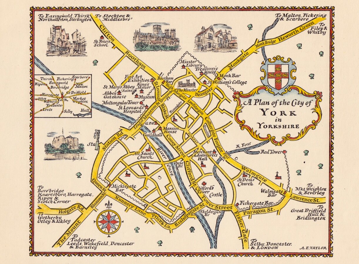 Town Plans Antique Maps Vintage Maps Old Maps York St Albans   1589555313 7136 Main 