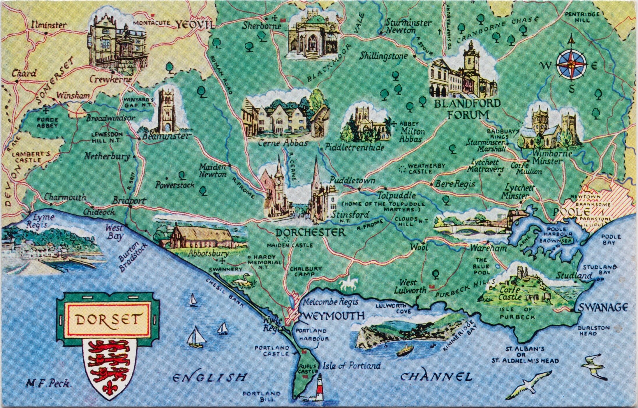 Dorset Antique Maps, Old Maps of Dorset, Vintage Maps of Dorset, UK