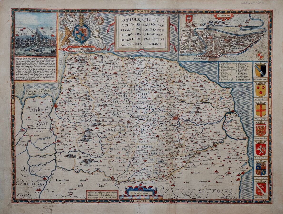 Norfolk Antique Maps, Old Maps Of Norfolk, Vintage Maps Of Norfolk, Uk